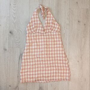 ZARA Gingham Halter Dress